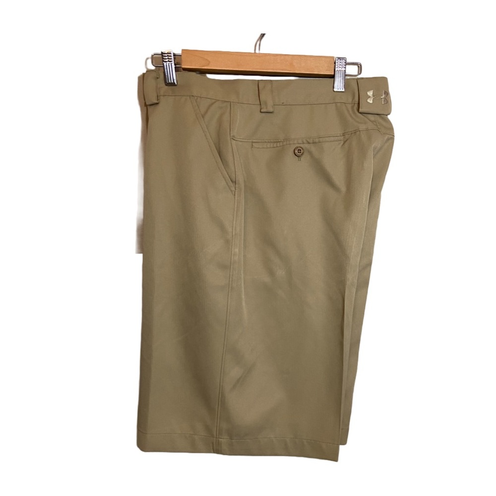 Under Armour Mens Light Khaki Flat Front Polyester Golf Shorts Size 36R